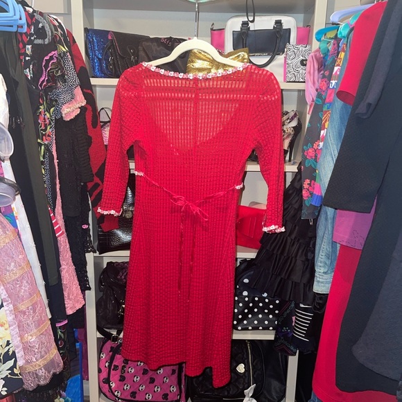 VTG Betsey Johnson Floral Trimmed Babydoll Dress - Picture 5 of 8